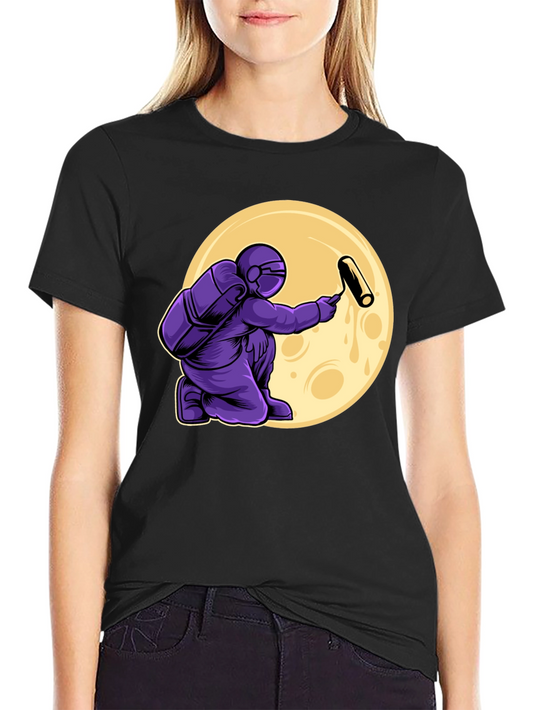 Astronaut Painting Moon T-Shirt - Graphic Tee