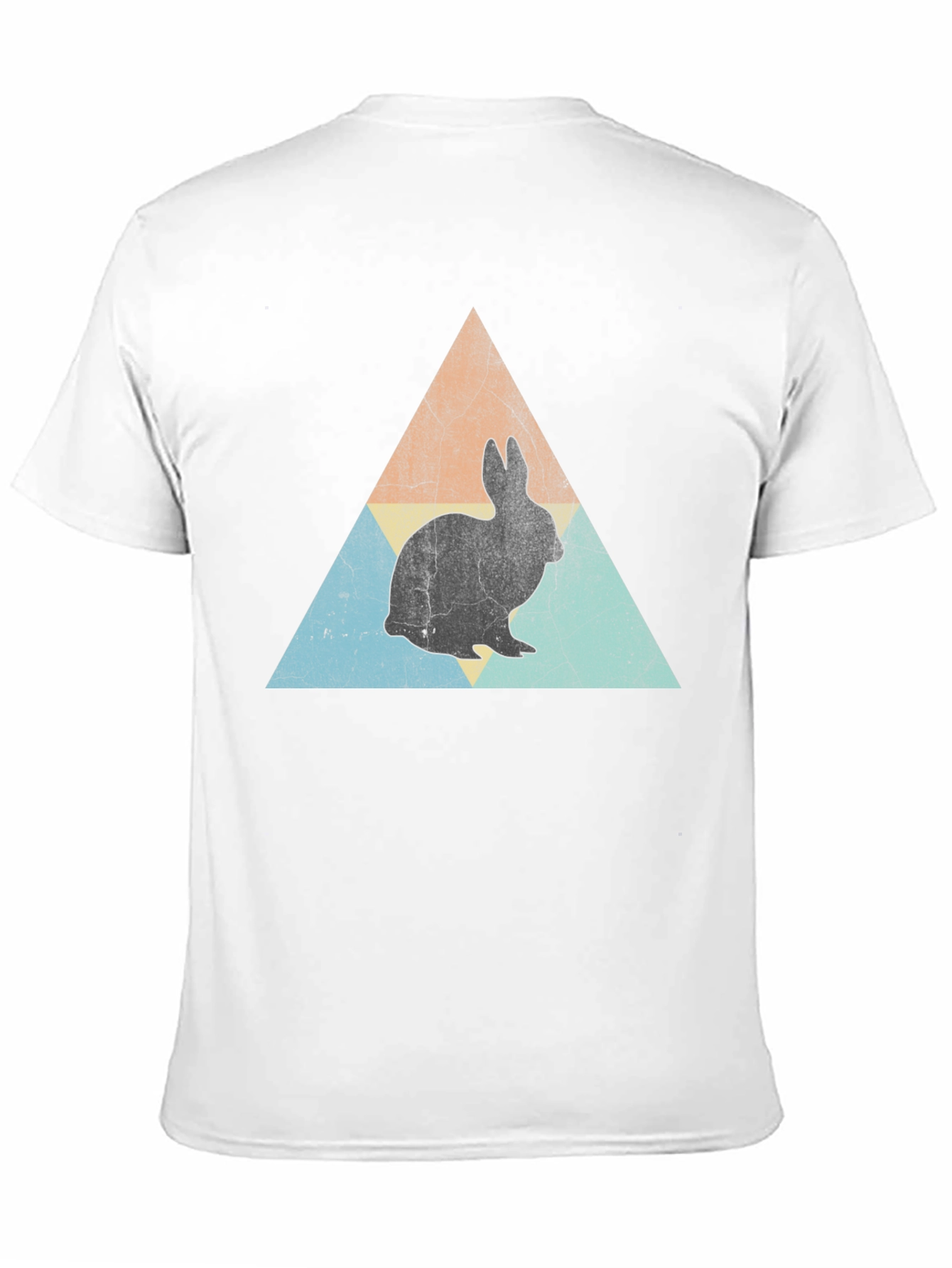 Retro Rabbit Triangle Graphic Tee - Black Cotton Shirt