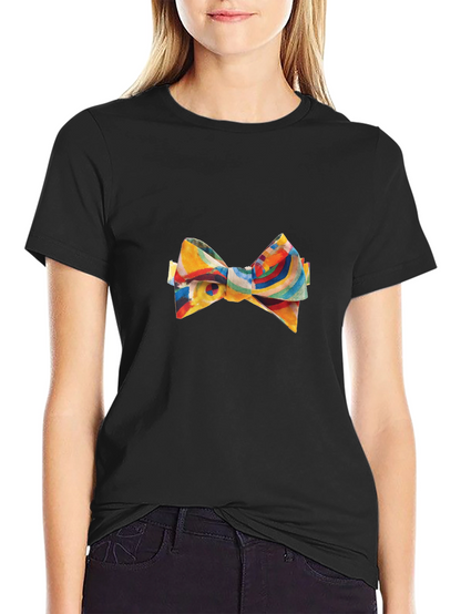 Abstract Bow Tie Graphic Black Tee