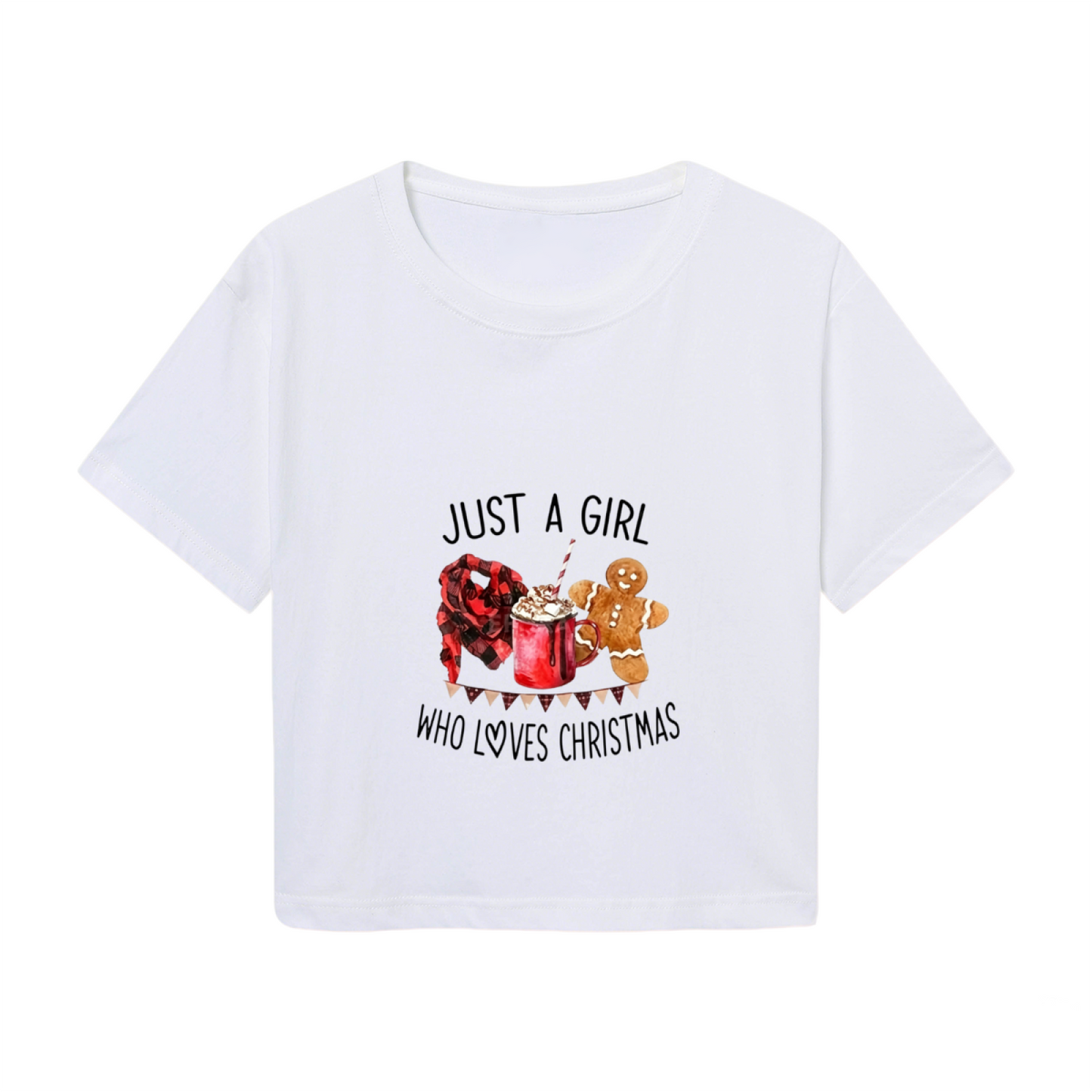 Just A Girl Who Loves Christmas Cozy Crop Tee