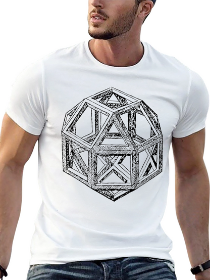 Geometric Icosahedron Graphic T-Shirt - Modern Design Tee