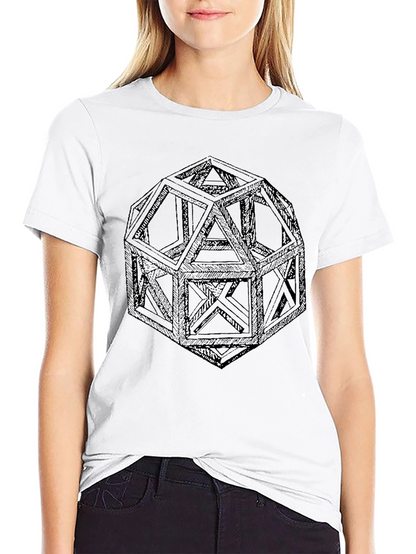 Geometric Icosahedron Graphic T-Shirt - Modern Design Tee