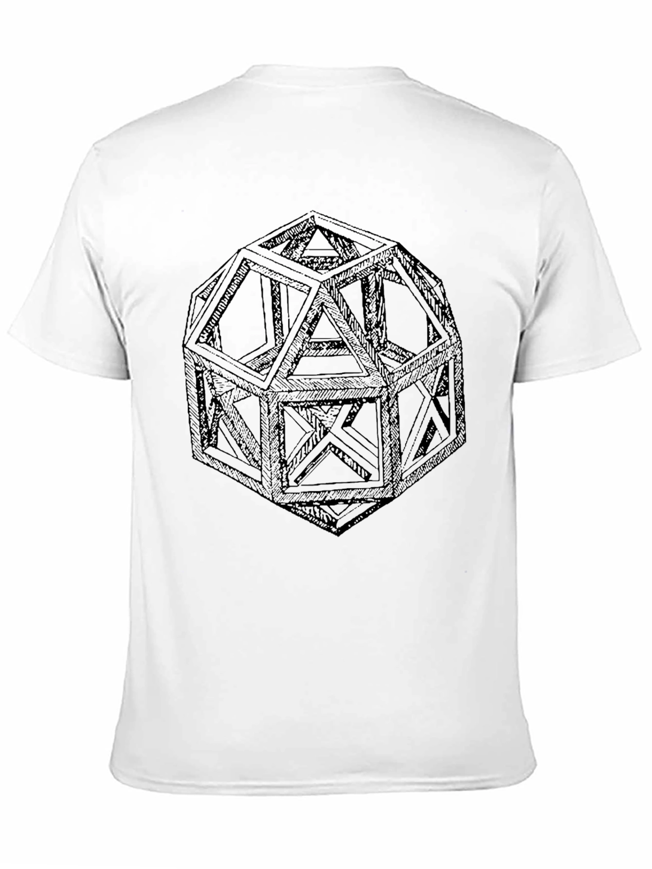 Geometric Icosahedron Graphic T-Shirt - Modern Design Tee