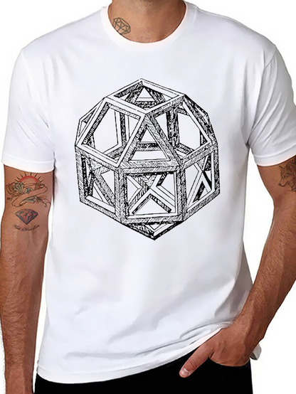 Geometric Icosahedron Graphic T-Shirt - Modern Design Tee