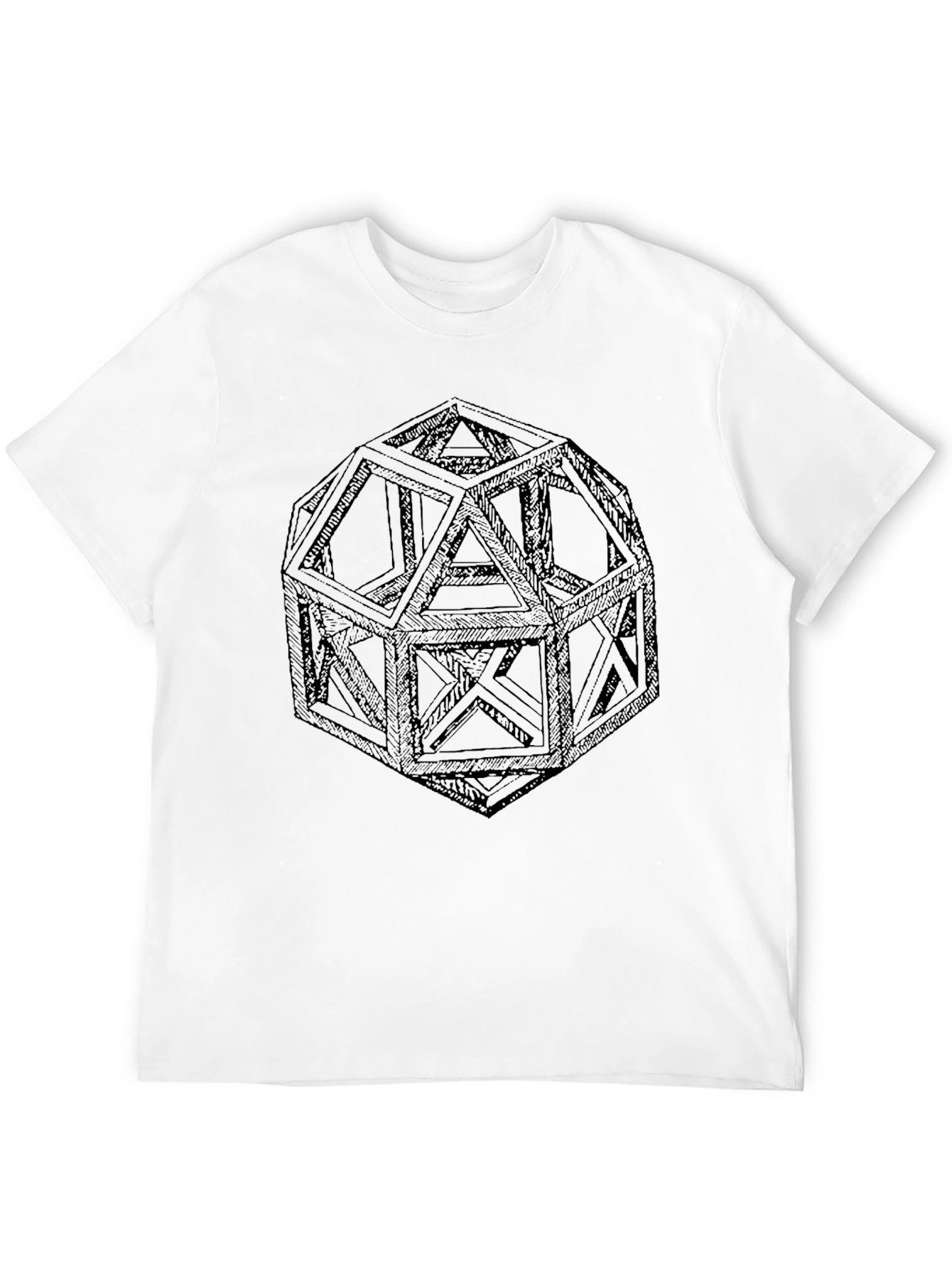 Geometric Icosahedron Graphic T-Shirt - Modern Design Tee