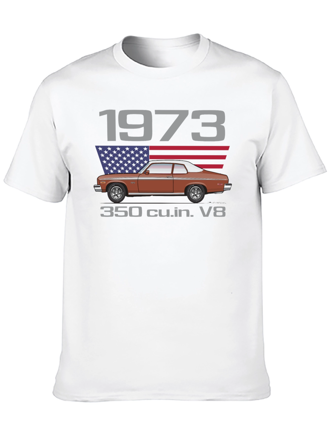 1973 Classic Car T-Shirt - V8 Engine Tee