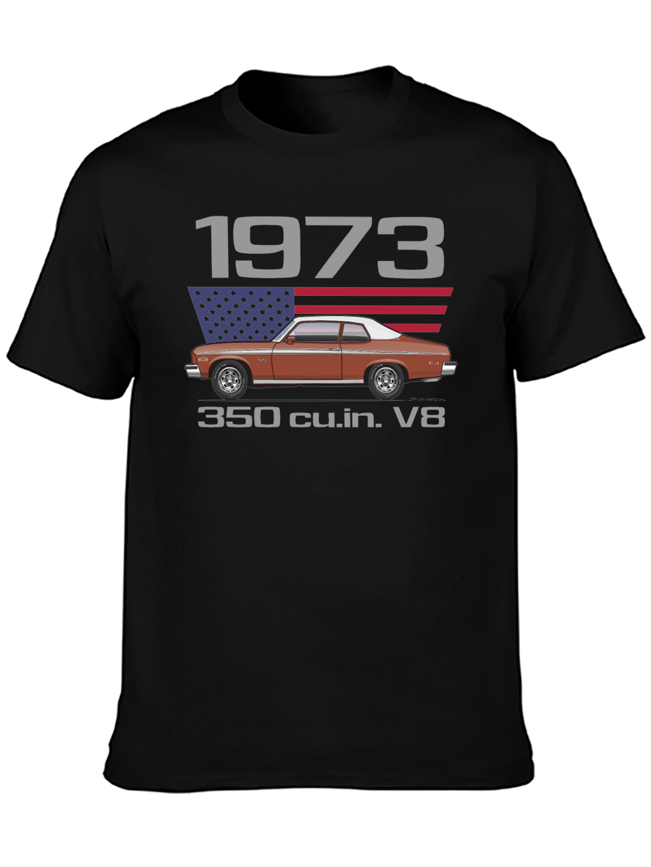 1973 Classic Car T-Shirt - V8 Engine Tee