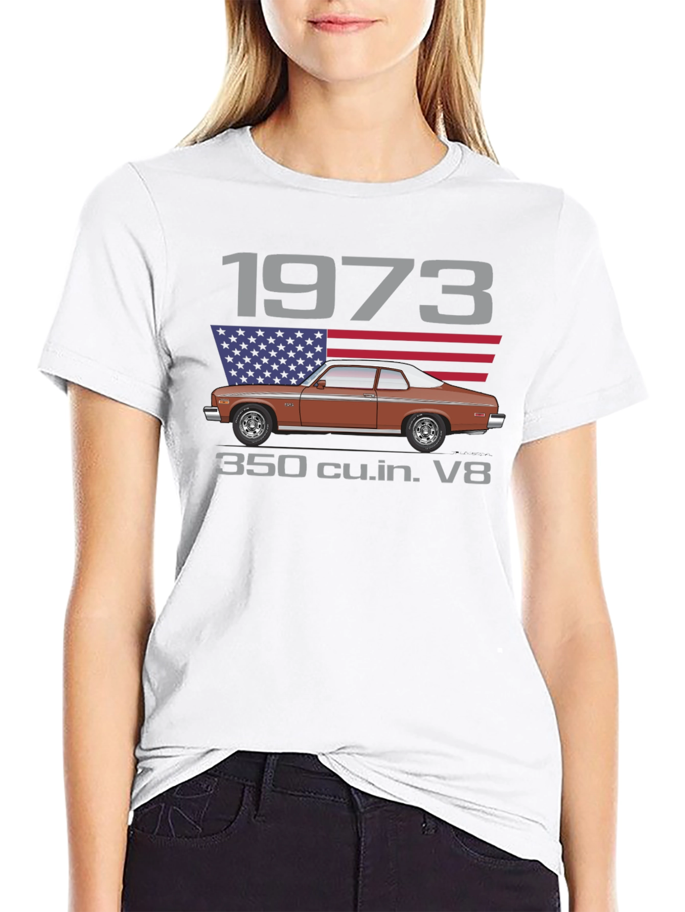 1973 Classic Car T-Shirt - V8 Engine Tee
