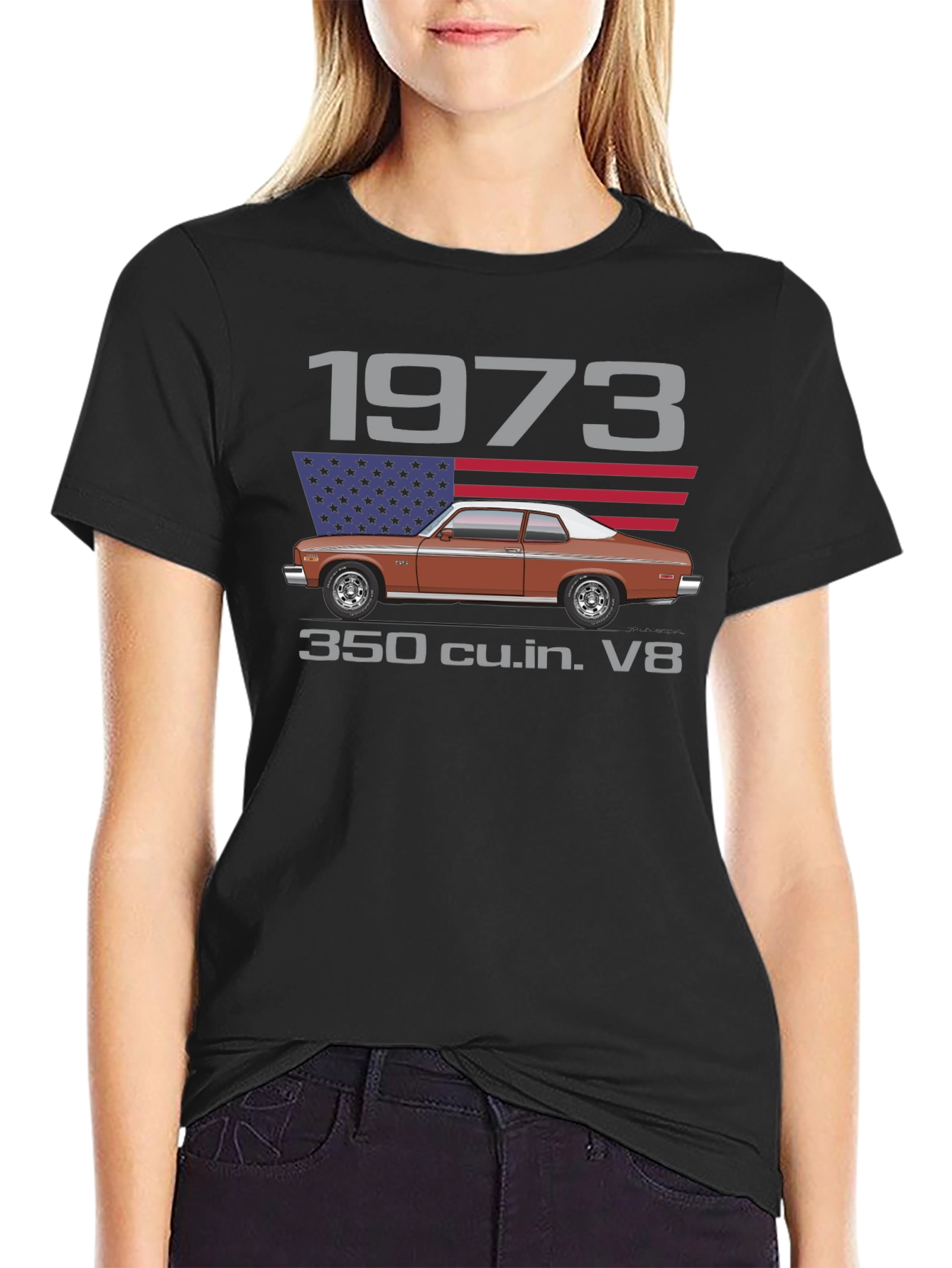 1973 Classic Car T-Shirt - V8 Engine Tee