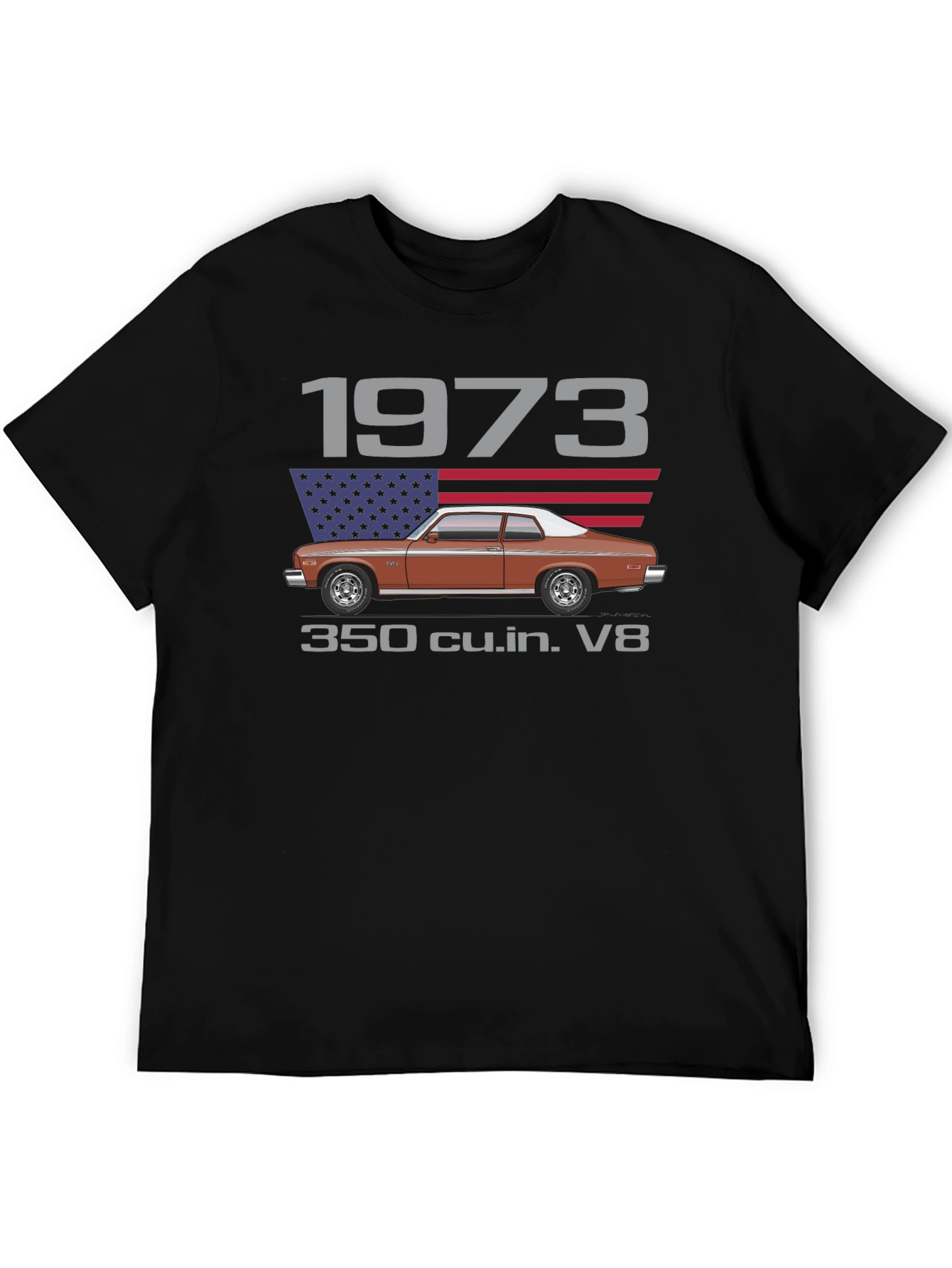 1973 Classic Car T-Shirt - V8 Engine Tee