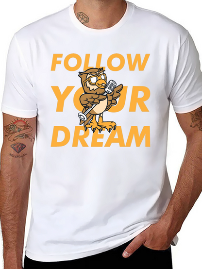 Follow Your Dream Owl Graphic Black T-Shirt