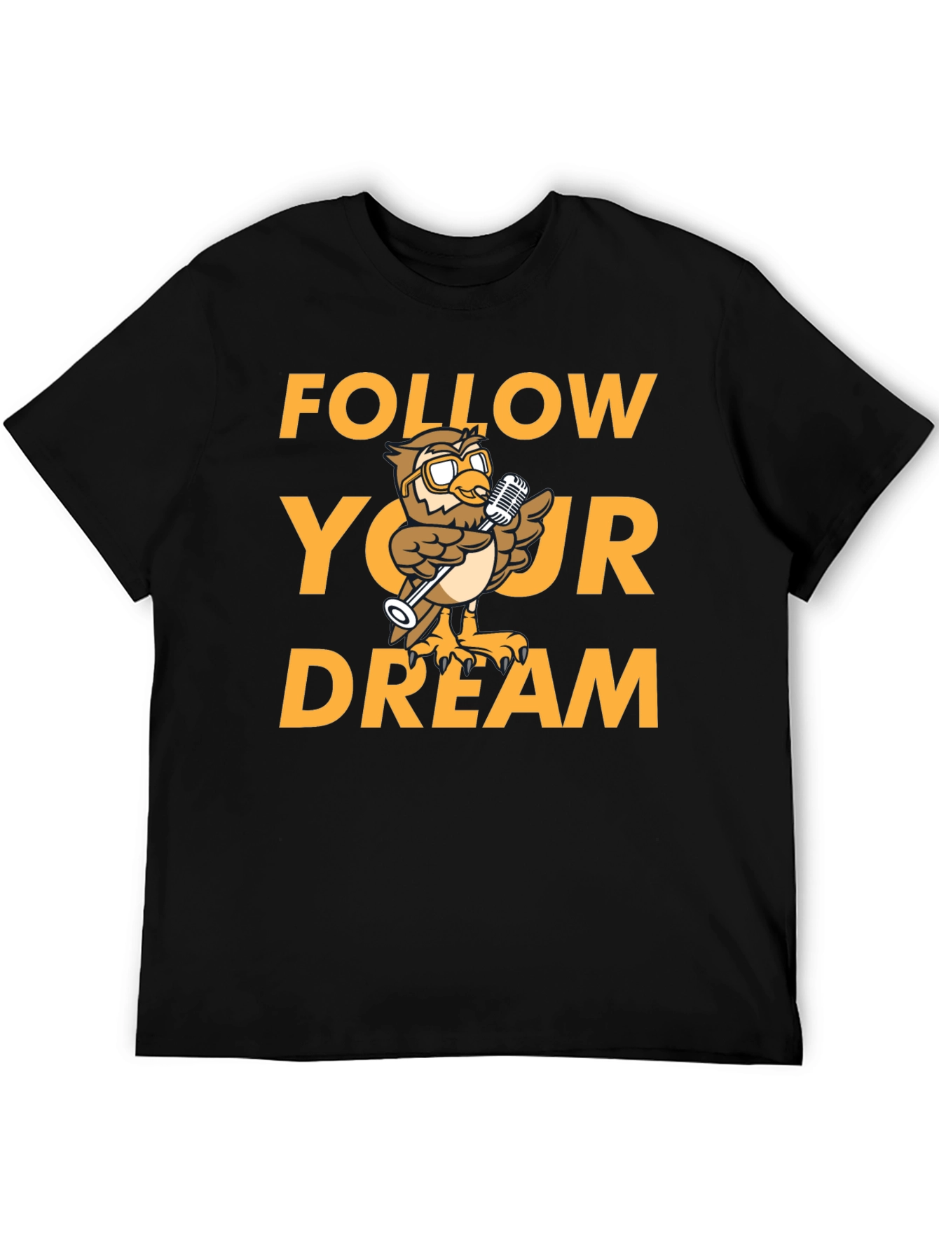 Follow Your Dream Owl Graphic Black T-Shirt
