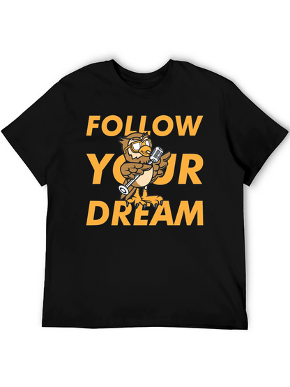 Follow Your Dream Owl Graphic Black T-Shirt
