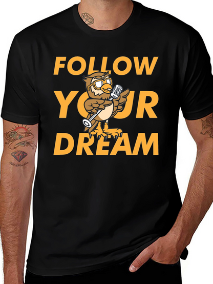 Follow Your Dream Owl Graphic Black T-Shirt