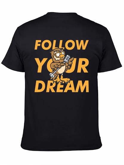 Follow Your Dream Owl Graphic Black T-Shirt