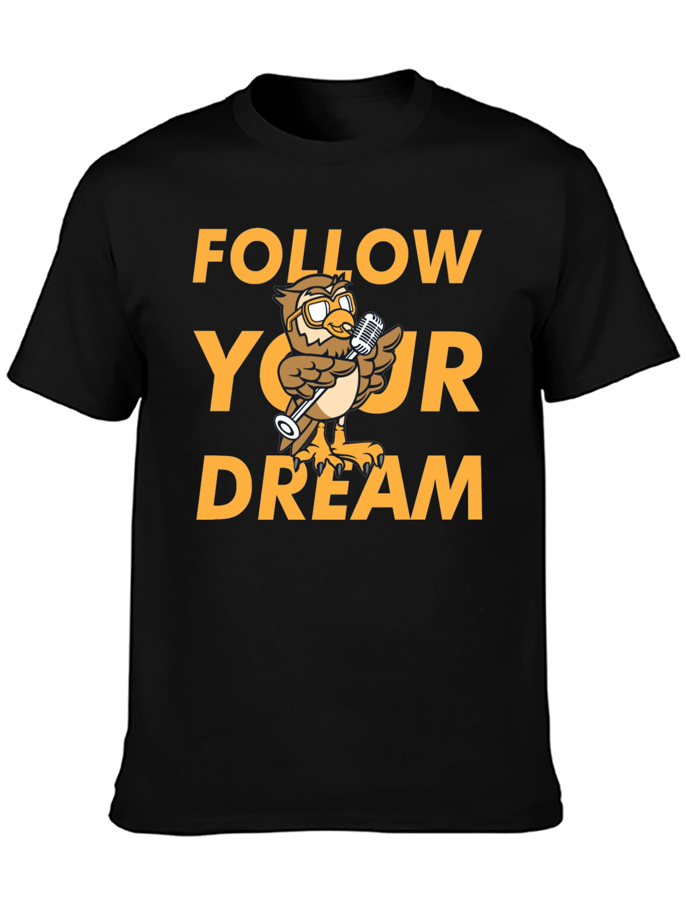 Follow Your Dream Owl Graphic Black T-Shirt