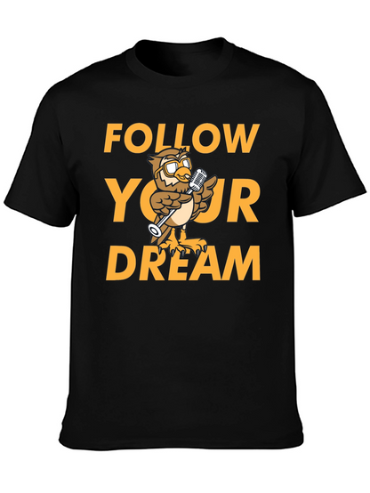 Follow Your Dream Owl Graphic Black T-Shirt