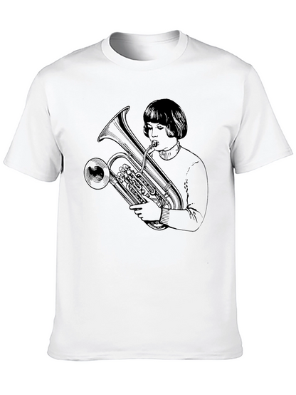 Tuba Player Graphic Tee - Unisex Black T-Shirt