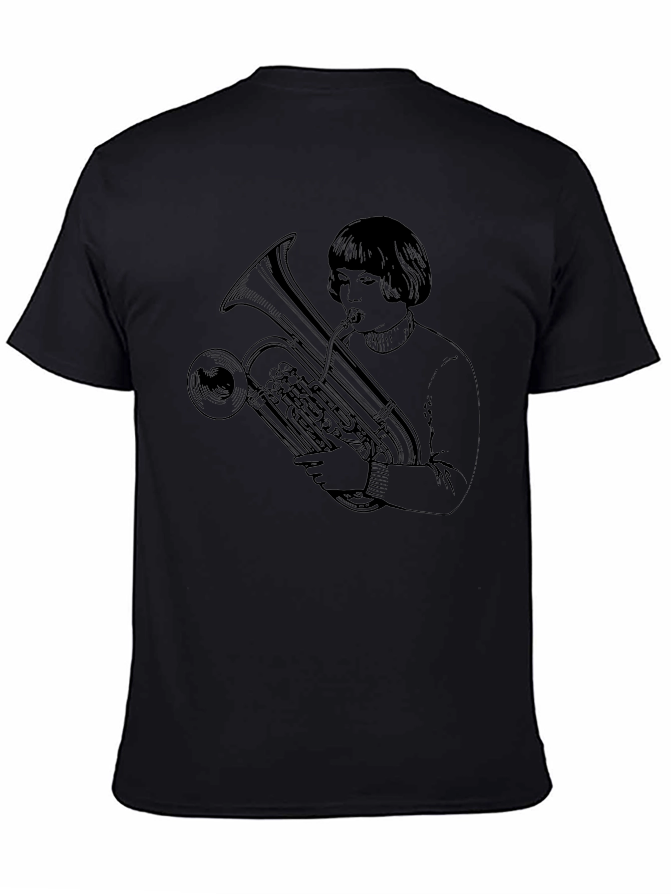 Tuba Player Graphic Tee - Unisex Black T-Shirt