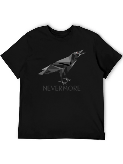 Geometric Raven Graphic Print Black T-Shirt