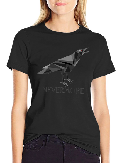 Geometric Raven Graphic Print Black T-Shirt