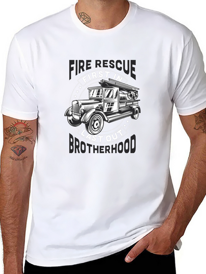 Fire Rescue First In Last Out Brotherhood Black T-Shirt
