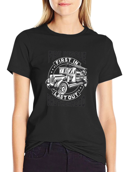 Fire Rescue First In Last Out Brotherhood Black T-Shirt