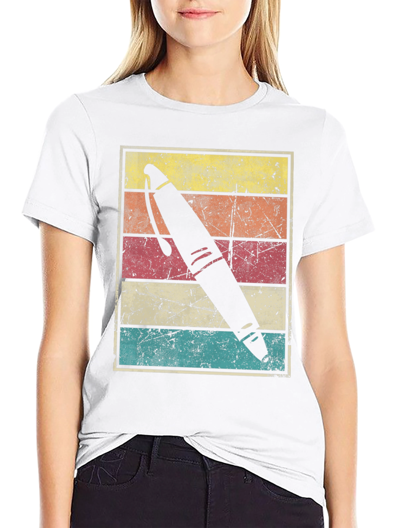 Retro Pen Graphic Tee - Black Unisex T-Shirt