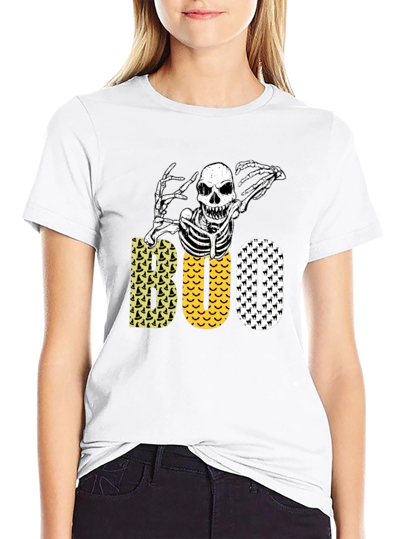 Halloween Skeleton Boo Graphic Tee