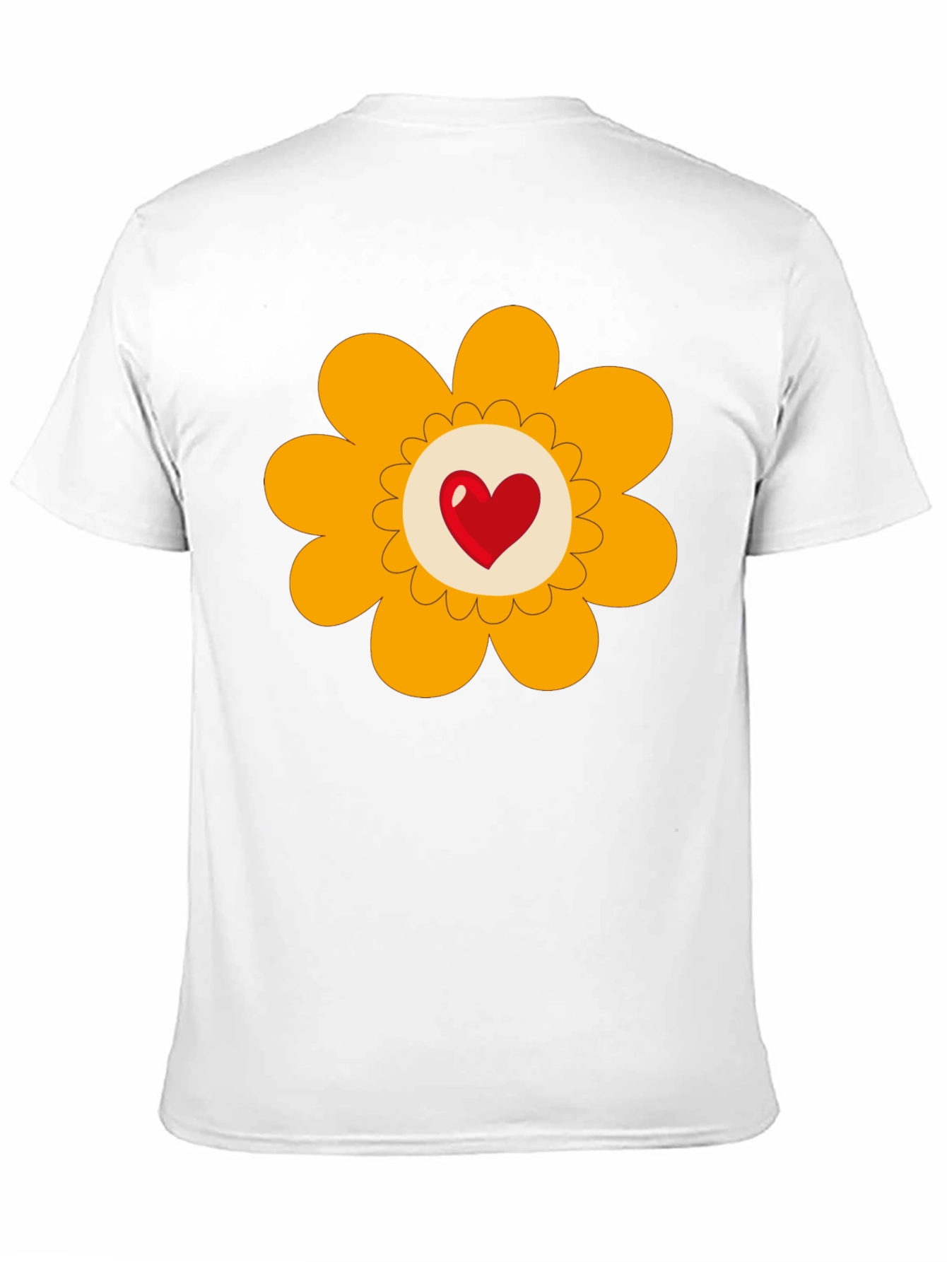 Heart Flower Graphic Tee - Black Cotton Blend