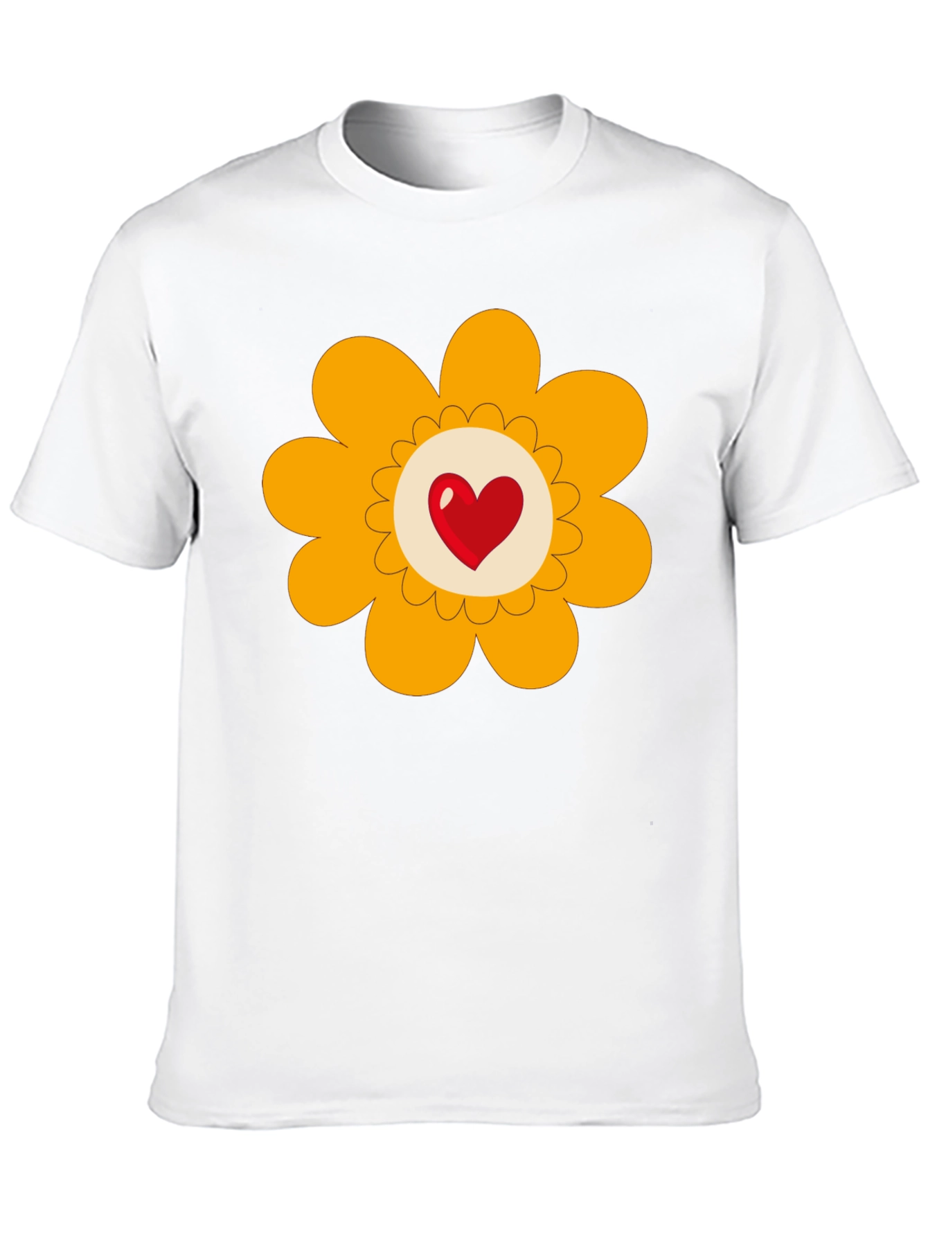 Heart Flower Graphic Tee - Black Cotton Blend