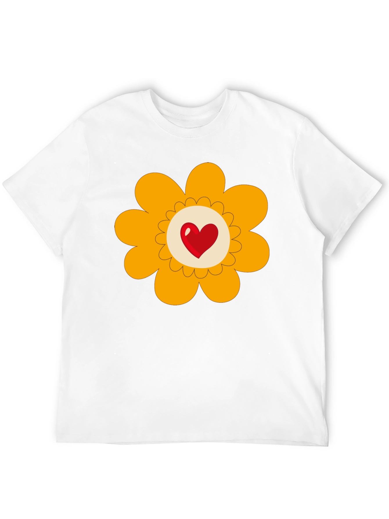 Heart Flower Graphic Tee - Black Cotton Blend
