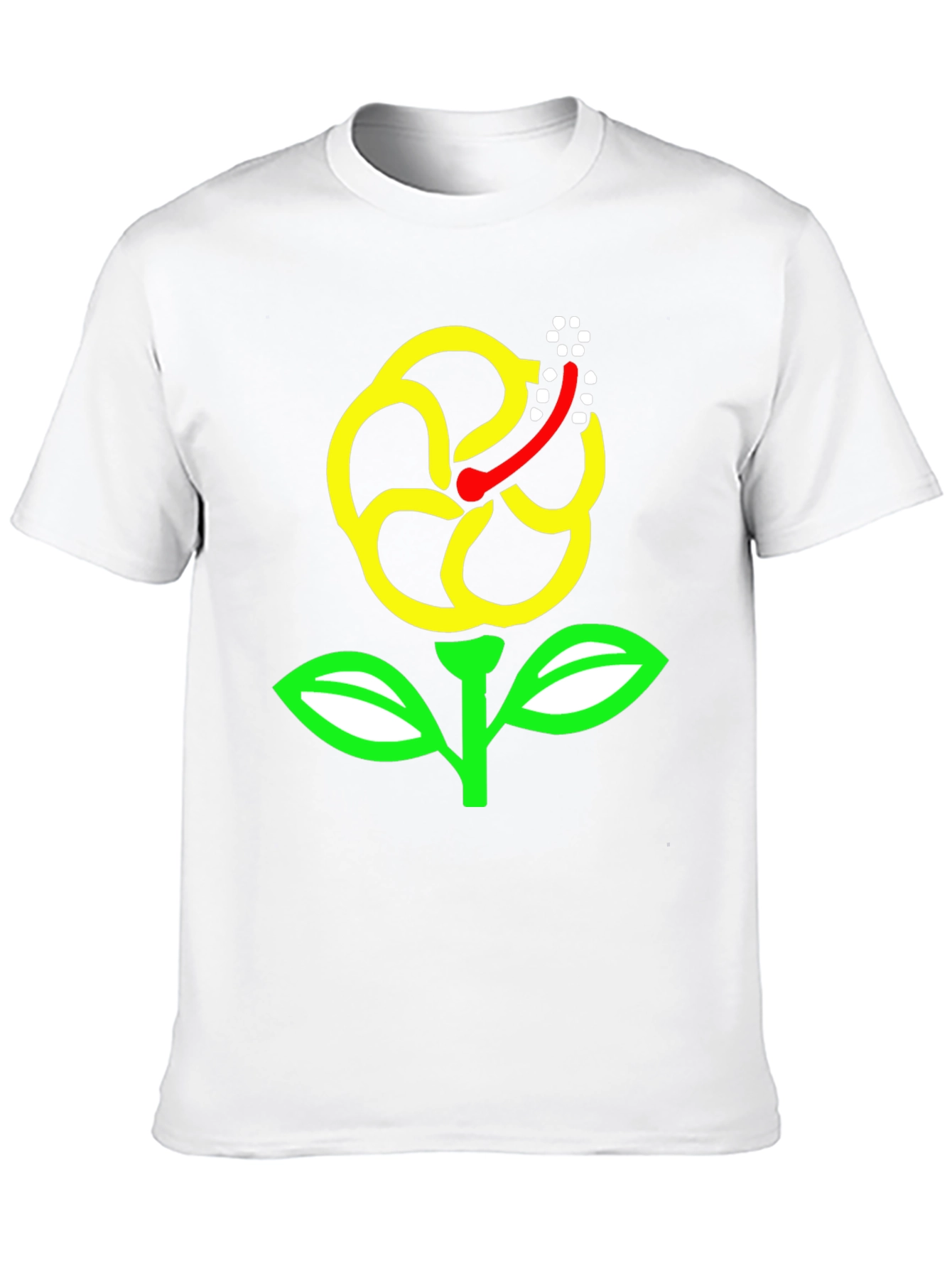 Black T-Shirt with Yellow Hibiscus Flower Graphic
