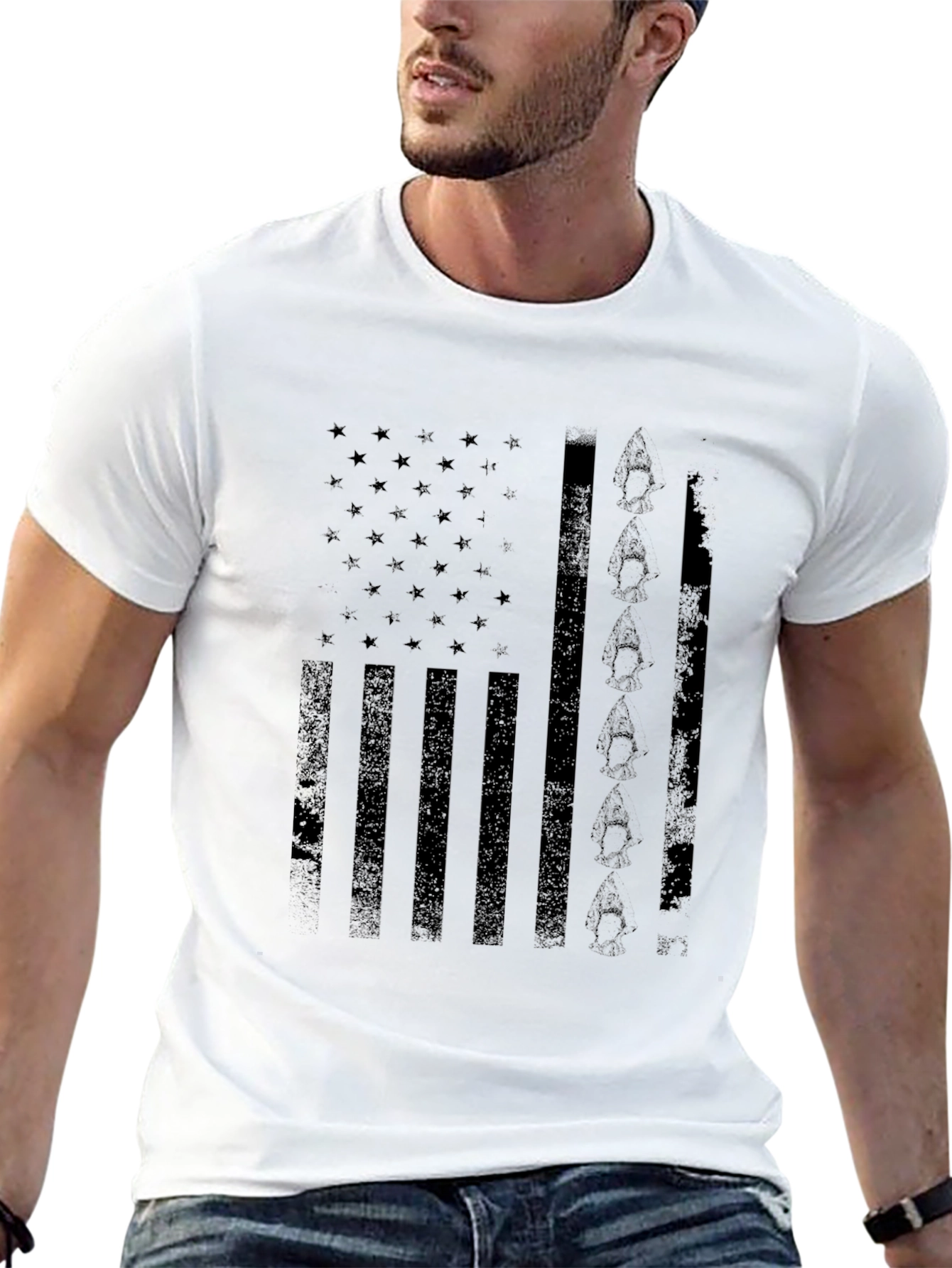 Distressed American Flag Fishing T-Shirt
