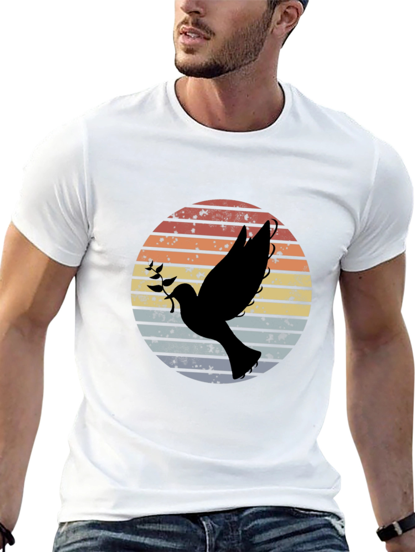 Retro Dove Graphic T-Shirt Peace Symbol Tee