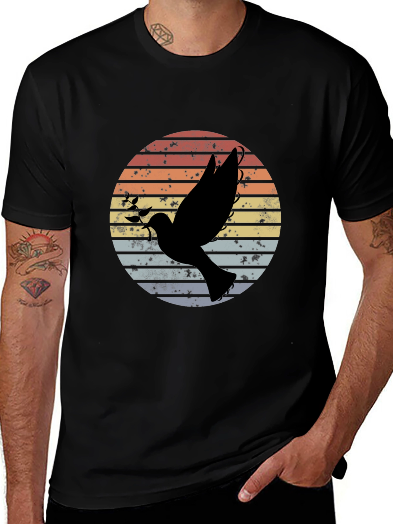 Retro Dove Graphic T-Shirt Peace Symbol Tee