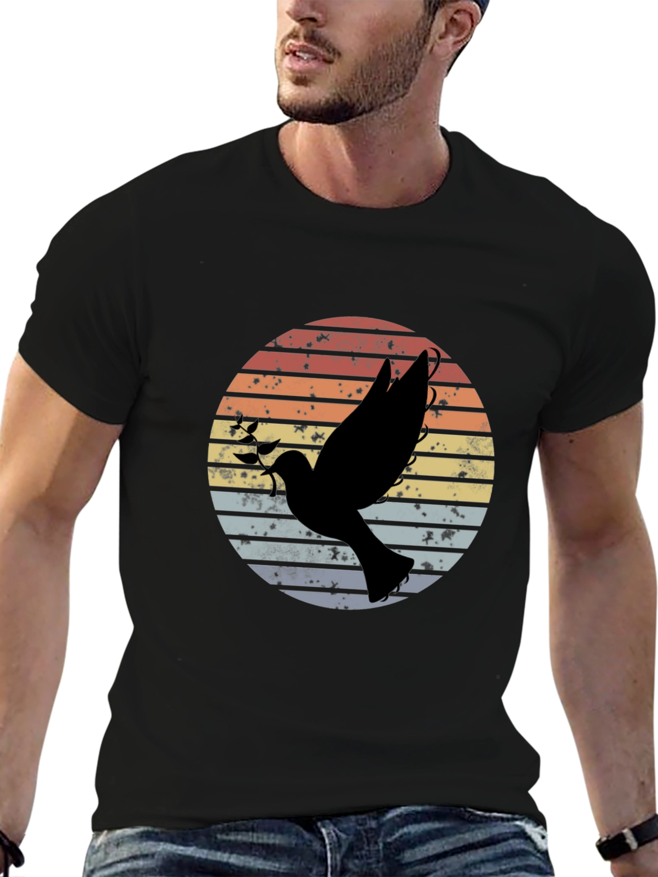 Retro Dove Graphic T-Shirt Peace Symbol Tee