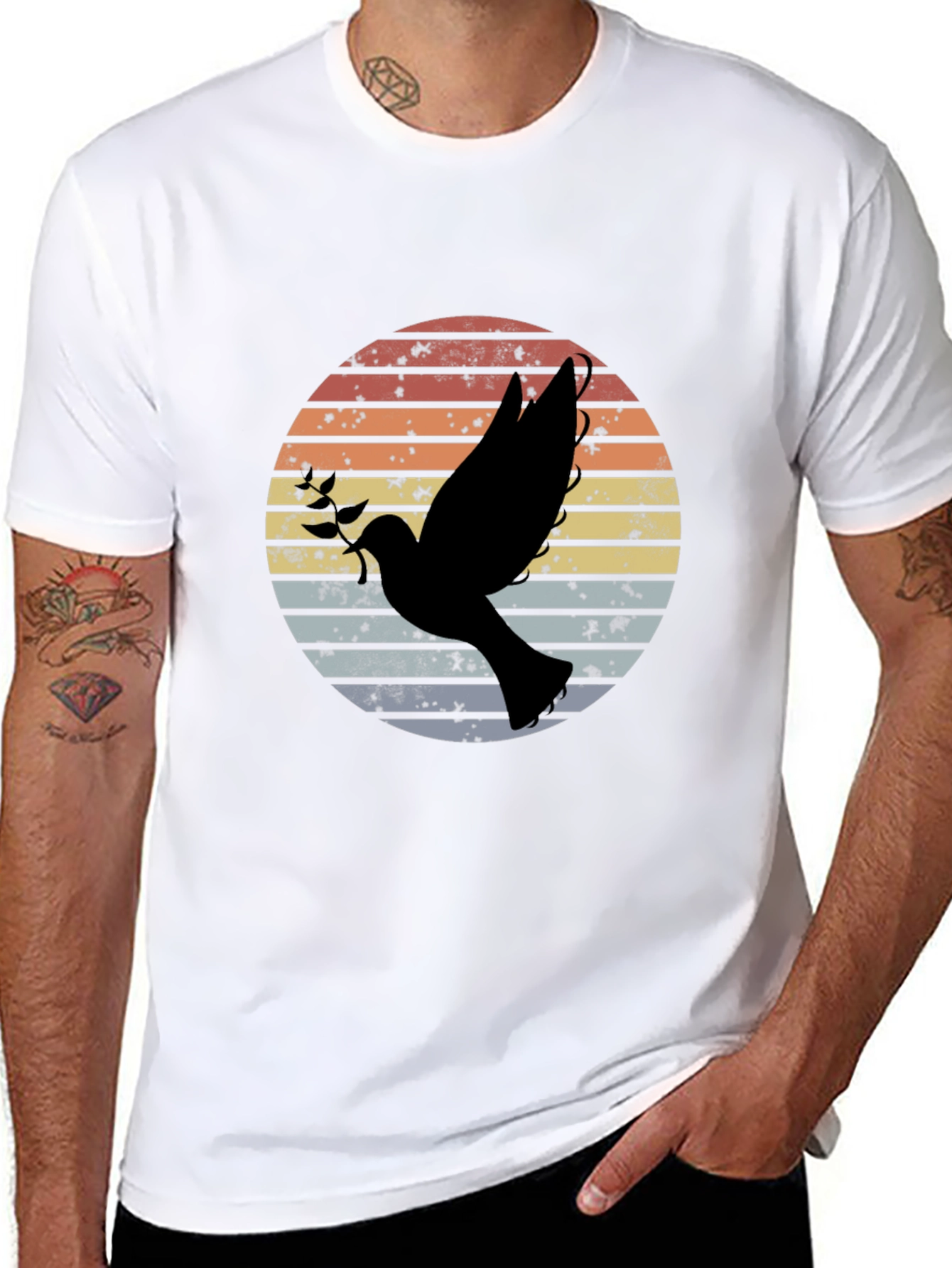 Retro Dove Graphic T-Shirt Peace Symbol Tee