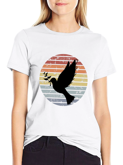 Retro Dove Graphic T-Shirt Peace Symbol Tee