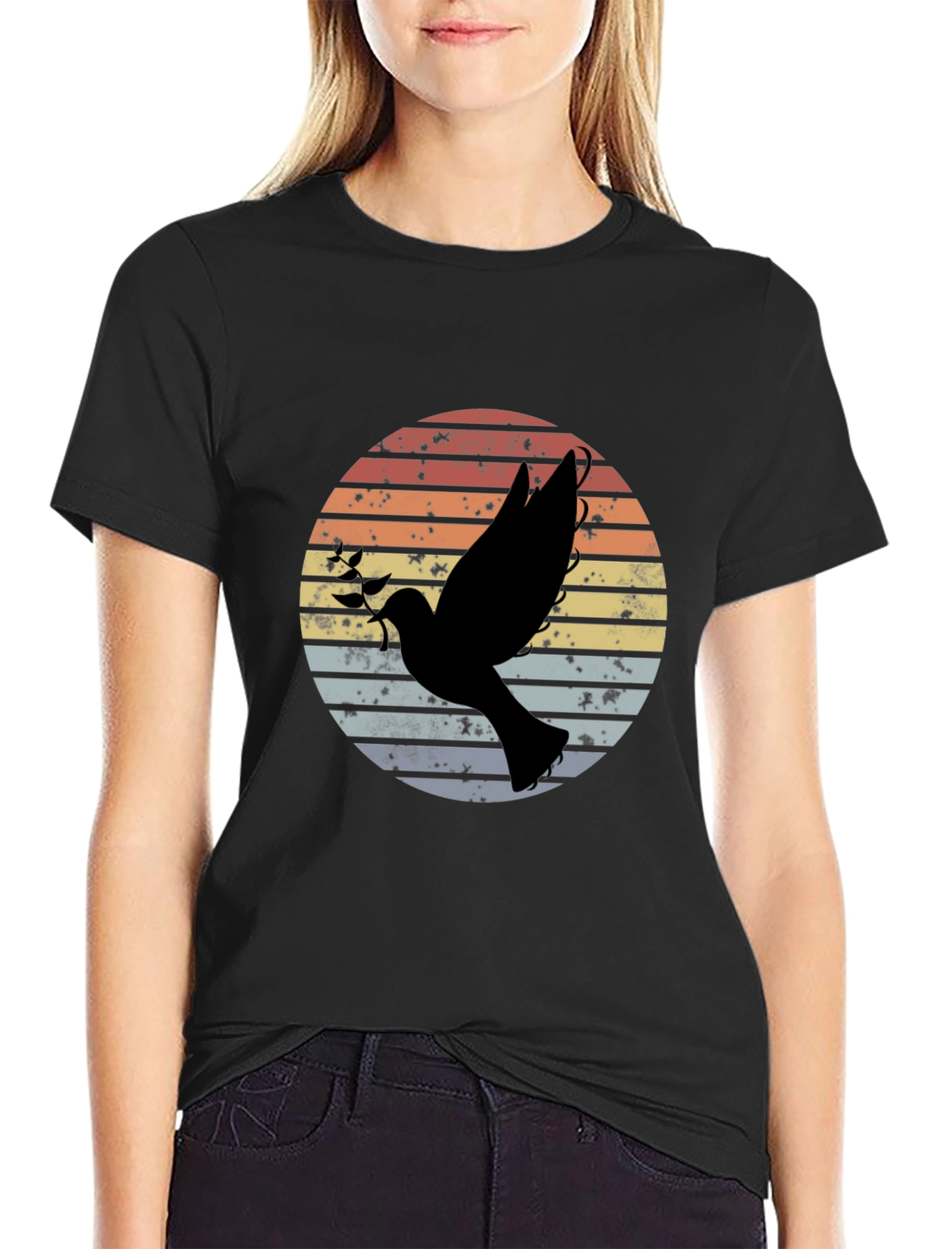 Retro Dove Graphic T-Shirt Peace Symbol Tee