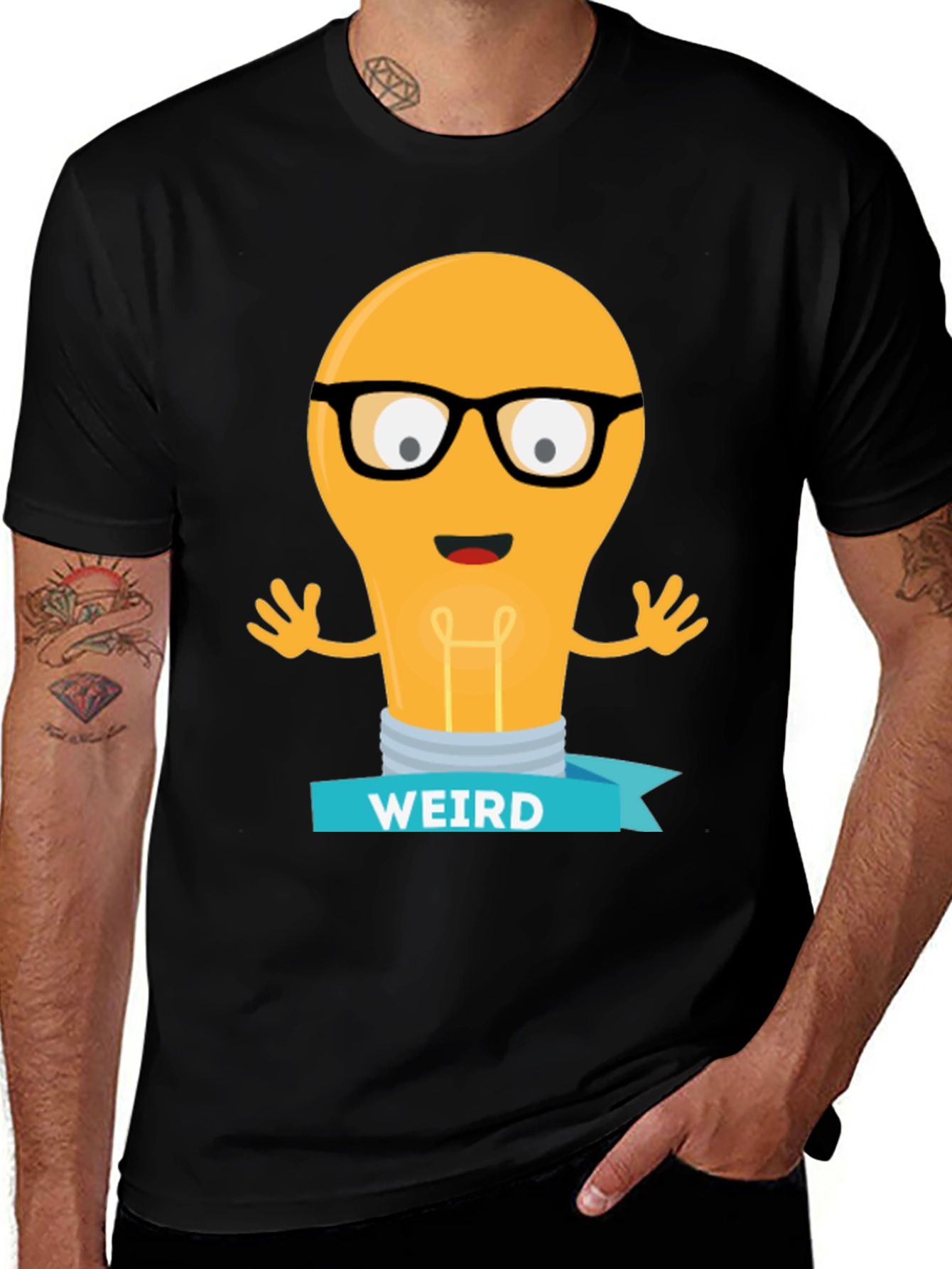 Weird Light Bulb Graphic Tee - Black T-Shirt