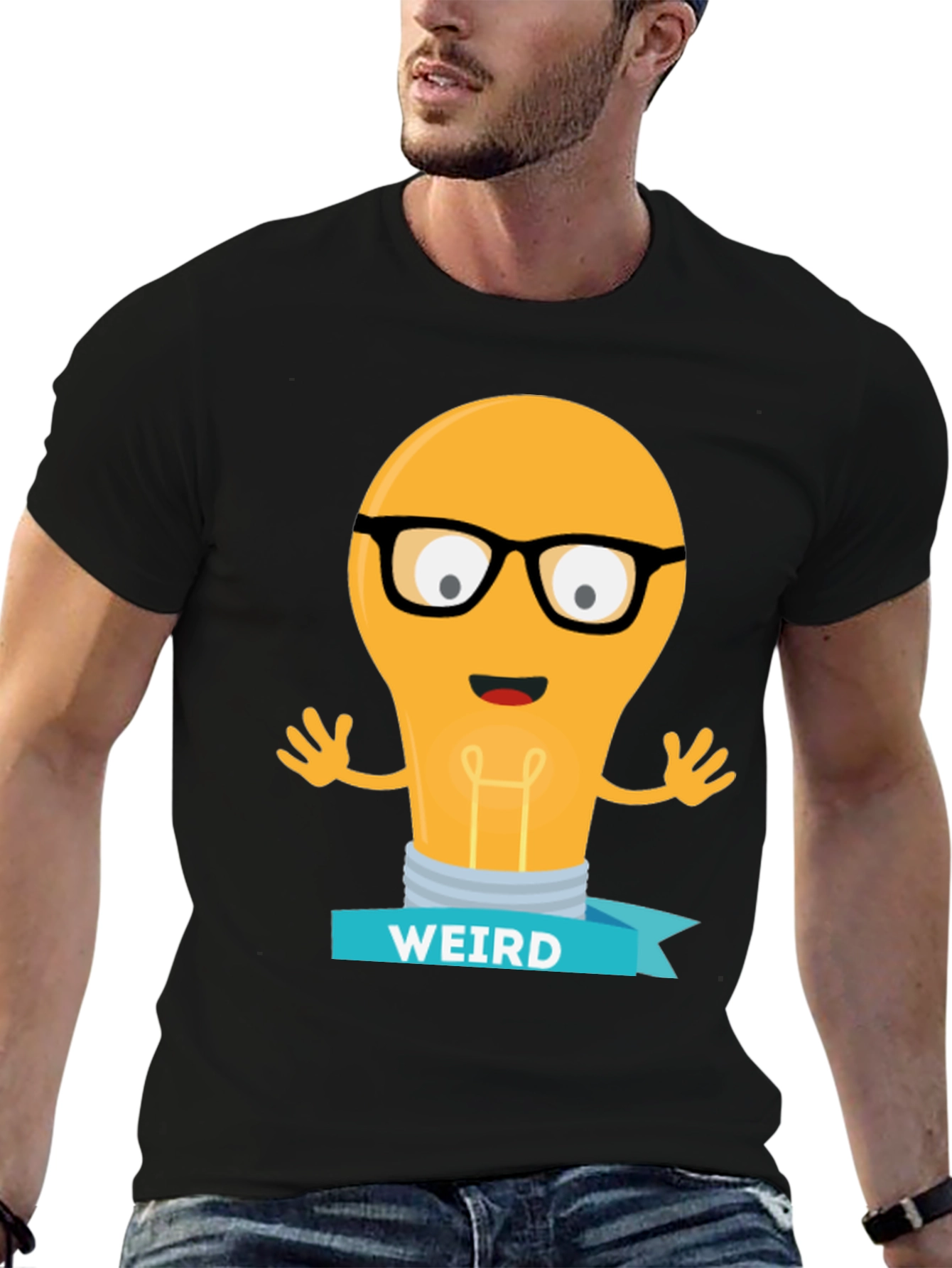 Weird Light Bulb Graphic Tee - Black T-Shirt