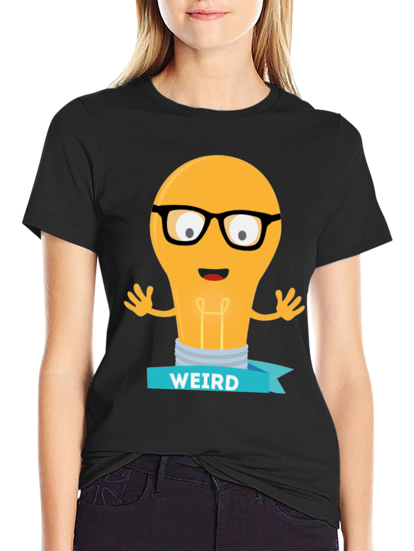 Weird Light Bulb Graphic Tee - Black T-Shirt