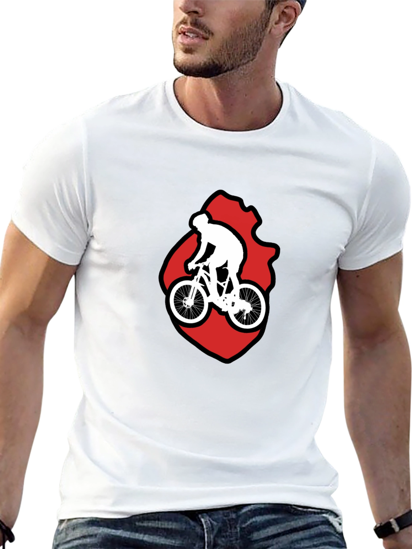 Cycling Graphic T-Shirt - Mountain Bike Rider Design