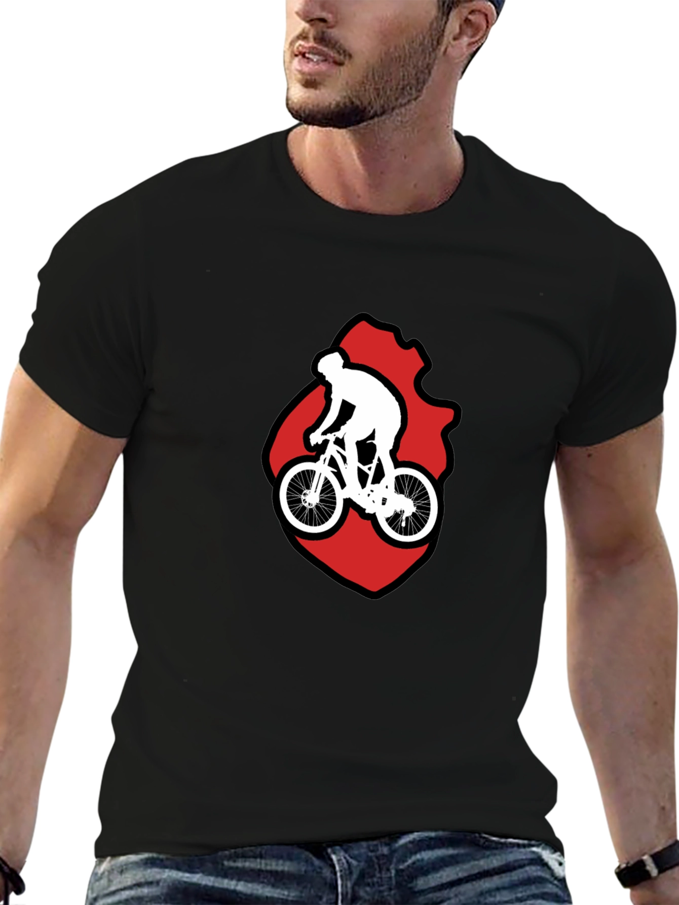 Cycling Graphic T-Shirt - Mountain Bike Rider Design