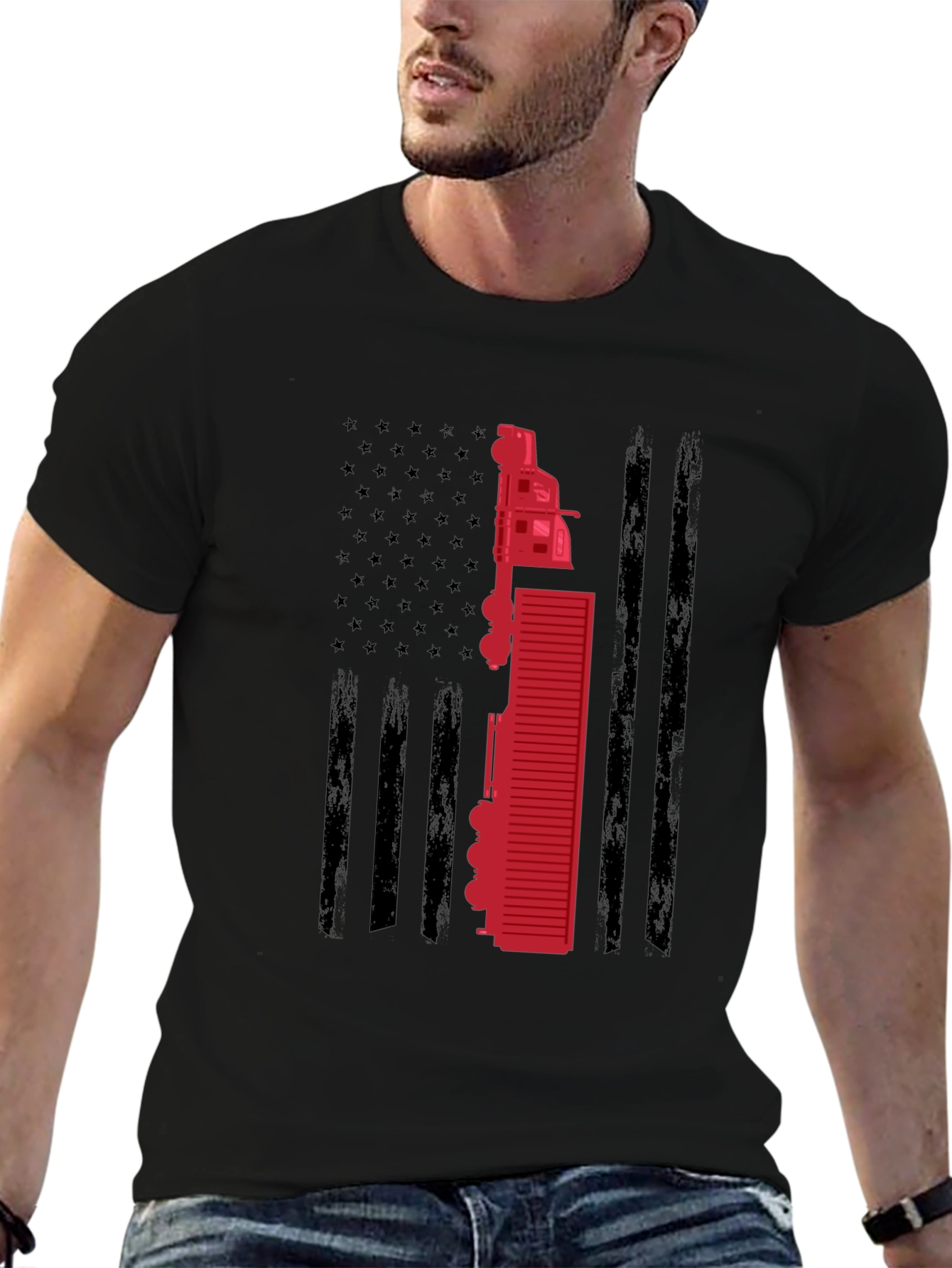 Trucker American Flag T-Shirt