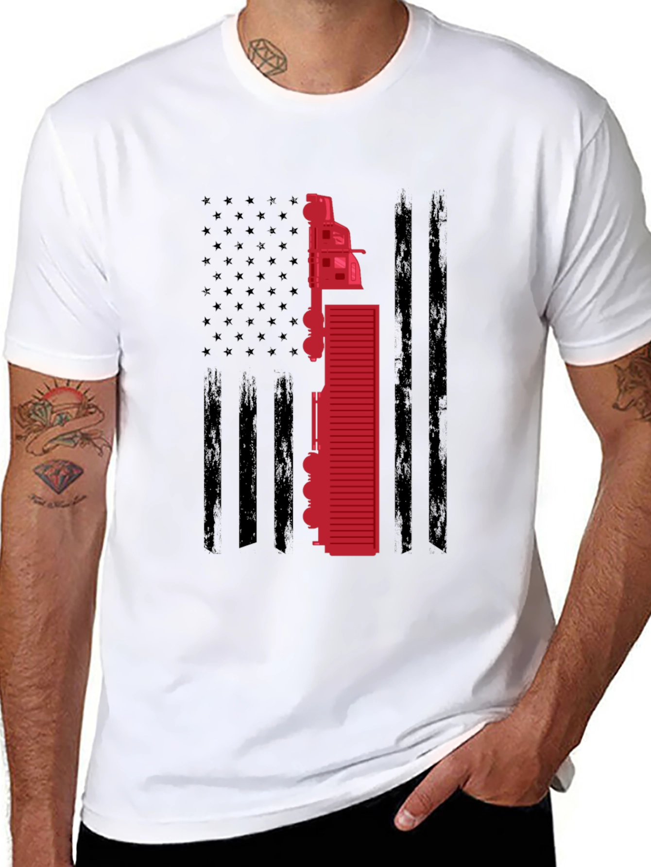 Trucker American Flag T-Shirt