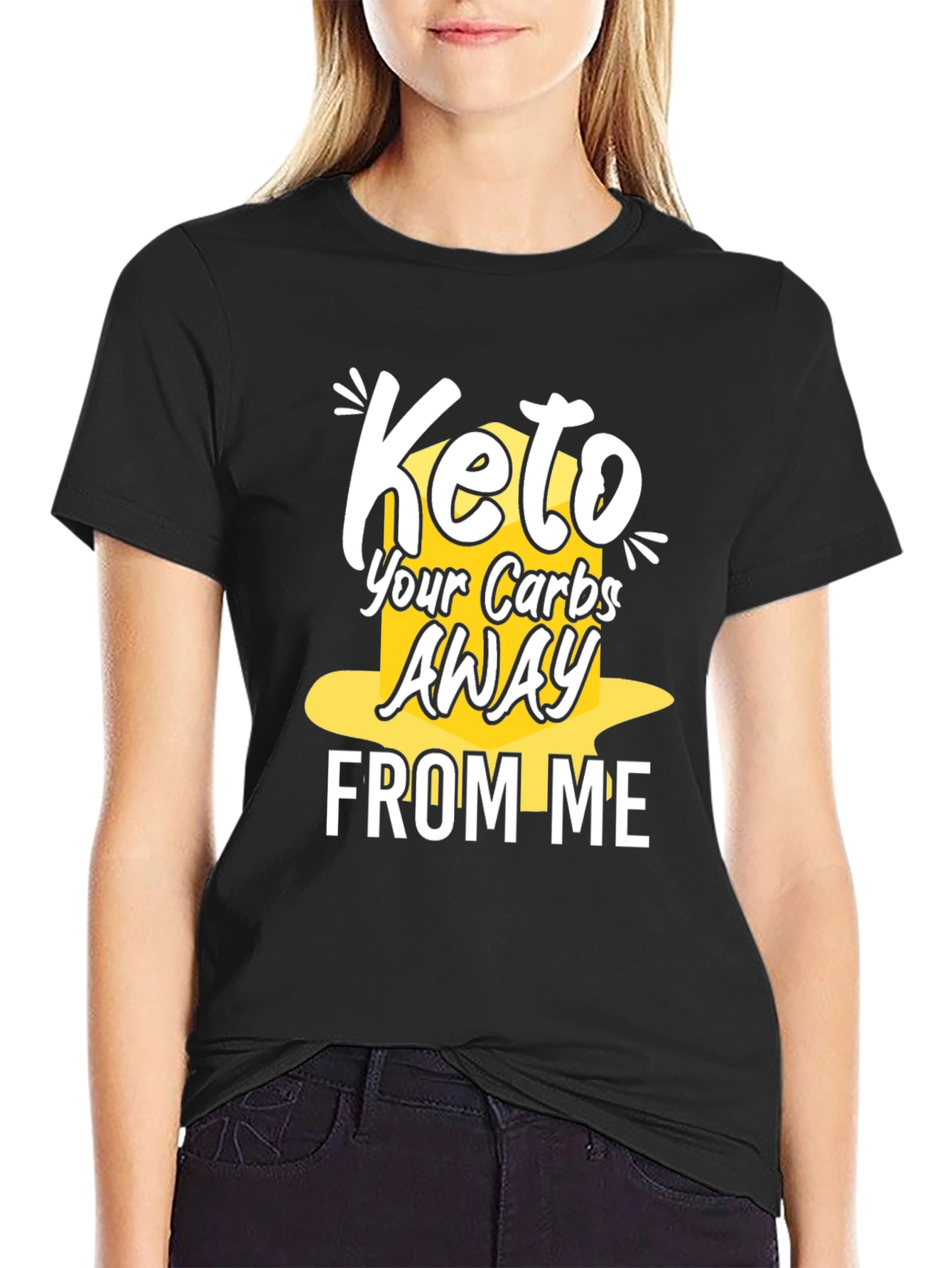 Keto Carbs Away Black Graphic T-Shirt