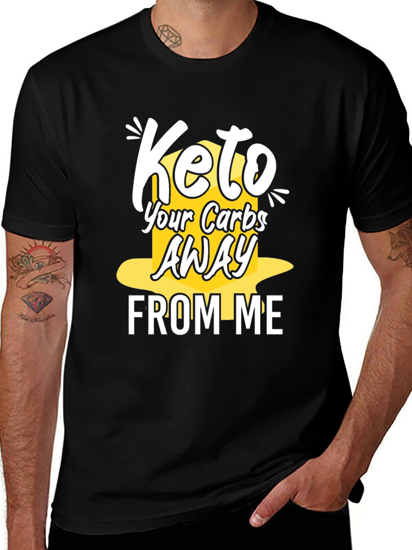 Keto Carbs Away Black Graphic T-Shirt