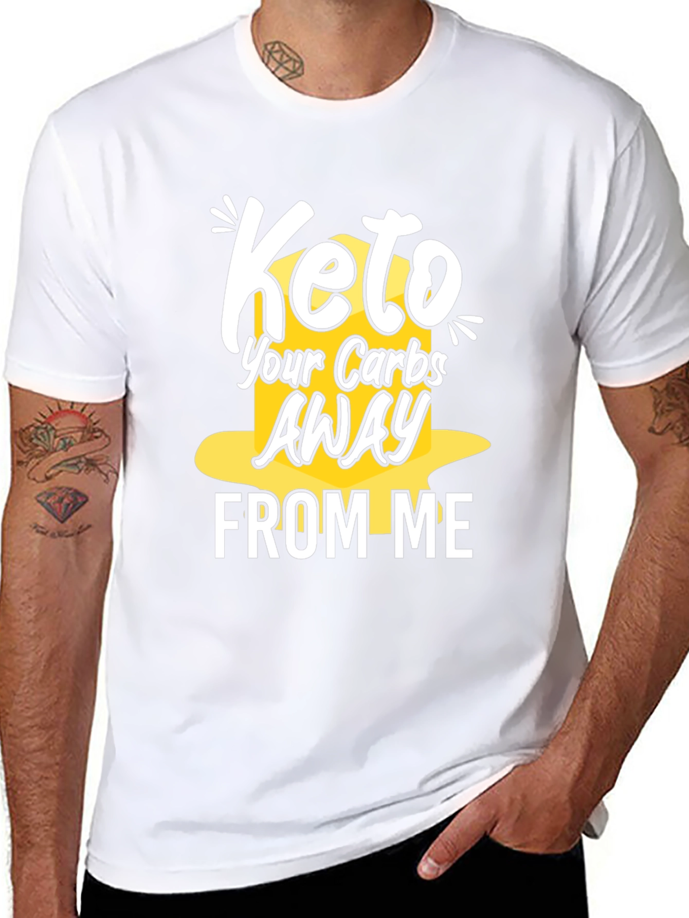 Keto Carbs Away Black Graphic T-Shirt